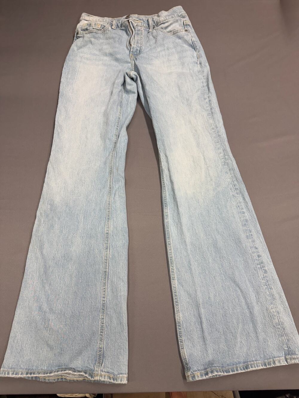 Old Navy Loose Boot-Cut Jeans Womens 4 tall Blue Light Wash Mid Rise Demin